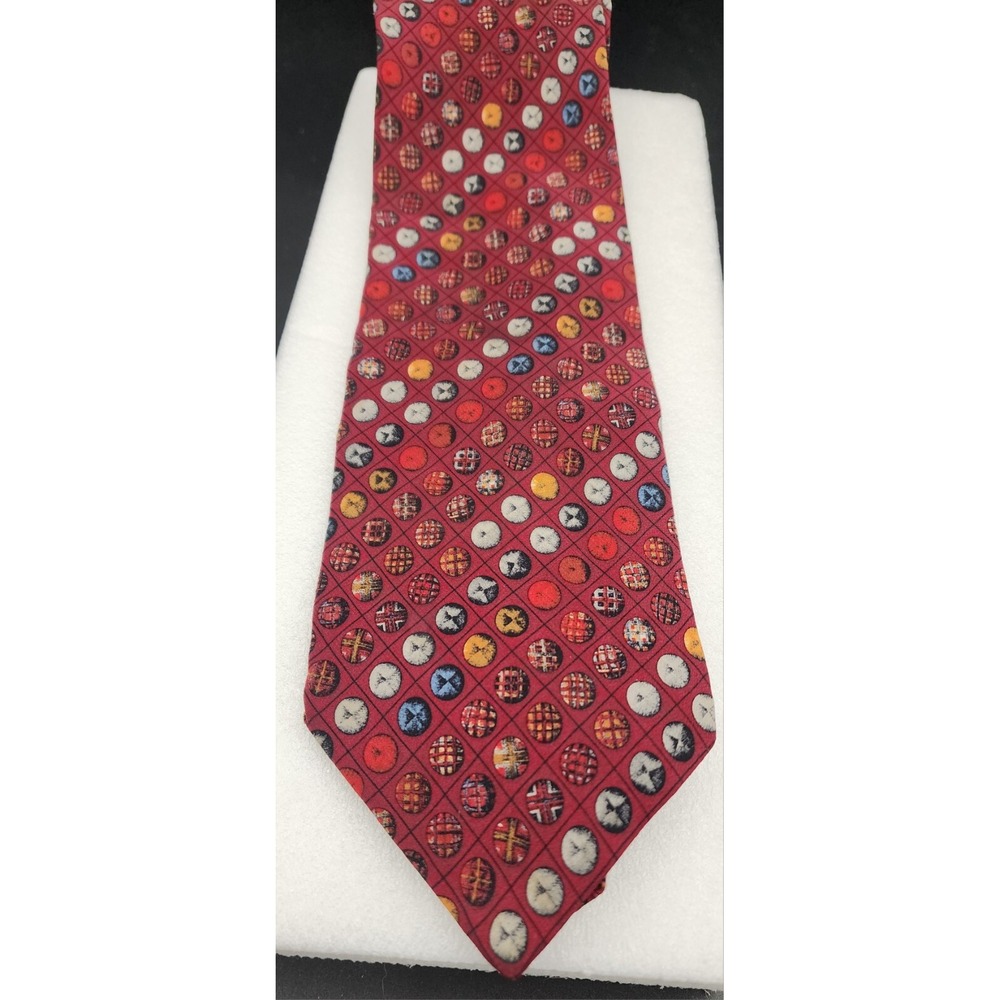 Valentino Cravatte Neck Tie Mens Red Geo Silk Luxury Authentic Designer Italy‎